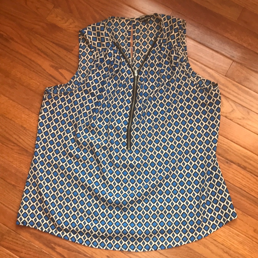 Sleeveless Zip Up Blouse